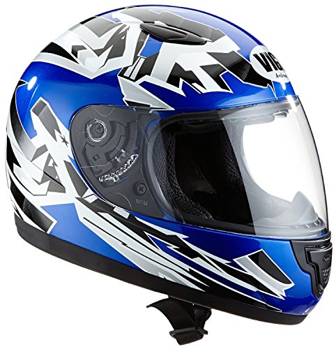 Protectwear SA03-BL-XXS Kinder Motorradhelm, Integralhelm, Größe XXS (Youth M), Blau/Silber