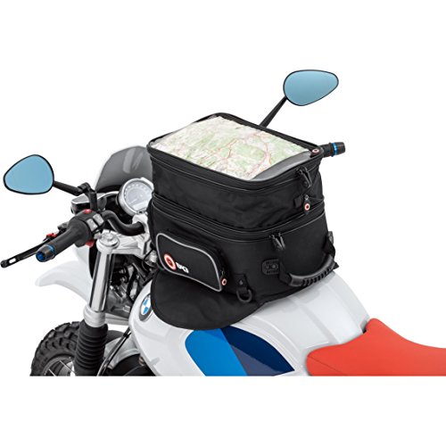 QBag Motorrad Tankrucksack - Tanktasche mit Wasserdichter Regenhaube - Magnet und Riemenbefestigung - Stauraum 20 – 27 l, Schwarz