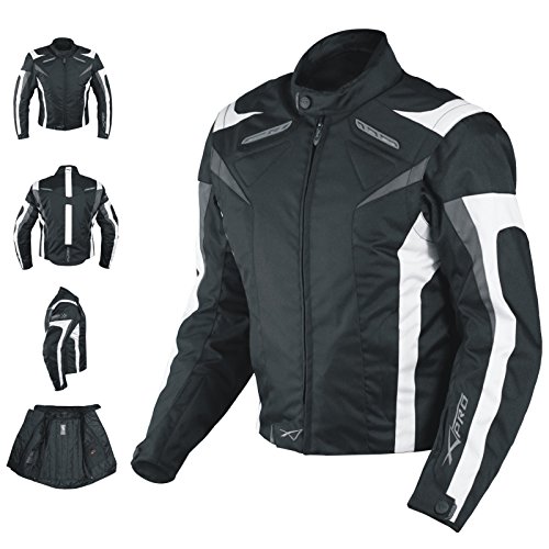 A-Pro Motorradjacke CE Protektoren Sport Textil Motorrad Thermofutter Weiss XL