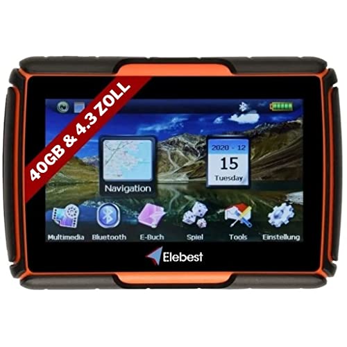 Elebest Rider W4 Navigationsgeräte - Motorrad Navi, 4,3 Zoll Display, Halterung, Bluetooth, Freisprecheinrichtung, Fahrspurassistent, Lebenslang Kostenlose Kartenupdate, Radarwarner, Wasserdicht …