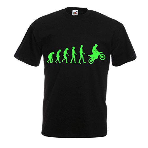 lepni.me Männer T-Shirt Motocross-Evolution Dirtbike-Motorradausrüstung Offroad-Rennbekleidung (L Schwarz Grün)