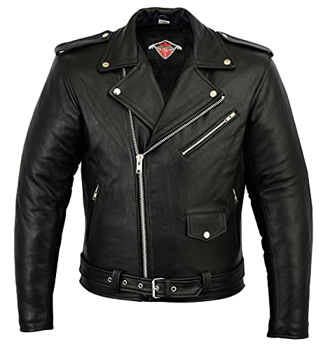 Texpeed Motorrad lederjacke herren mit protektoren - Marlon Brando Retro Chopper Rockerjacke - Mit Original Biker Rüstung (EN 1621-1) Schutz Schwarz - L