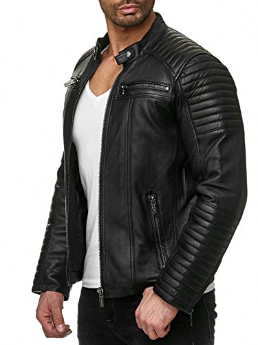 Redbridge Herren Jacke Kunst- Lederjacke Bikerjacke Biker Übergangsjacke M6013 AIR, Schwarz, M