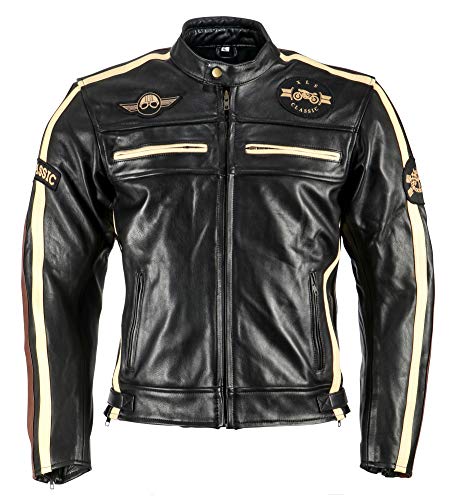 Motorradjacke XLS Classic One für Herren schwarz Retro Bikerjacke herausnehmbares Thermofutter Größe XXL