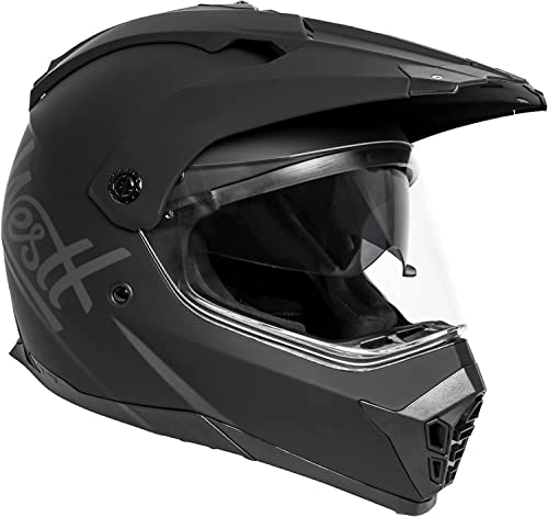 Westt Motocross Helm Fullface MTB Motorradhelm Integralhelm Crosshelm Helm Motorrad MTB Enduro Quad Helm Motorrad mit Doppelvisier Sonnenblende ECE Zertifiziert (Matt Schwarz, M (57-58 cm))