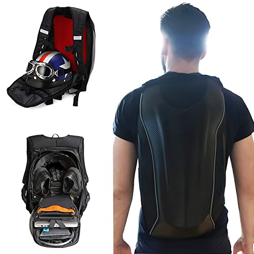 JFG RACING Motorradrucksack wasserdicht motorradrucksack hartschale Karbonfaser Motorradhelm-Rucksack wasserdicht 30 l, große Kapazität, für Reisen, Camping, Radfahren, Aufbewahrungstasche