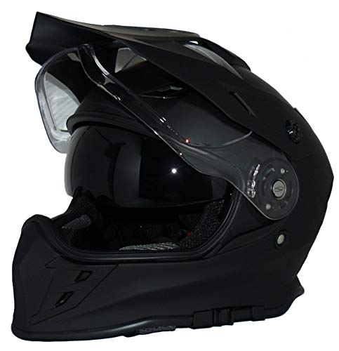 protectWEAR Herren mit Integrierter Sonnenblende und Visier V331-sm-s Crosshelm Endurohelm Motorradhelm V331 SM, Schwarz, S EU