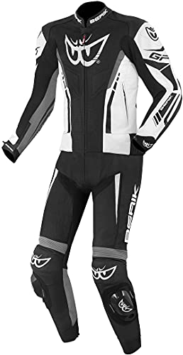 Berik Monza 2-Teiler Motorrad Lederkombi (Black/White/Grey,50)