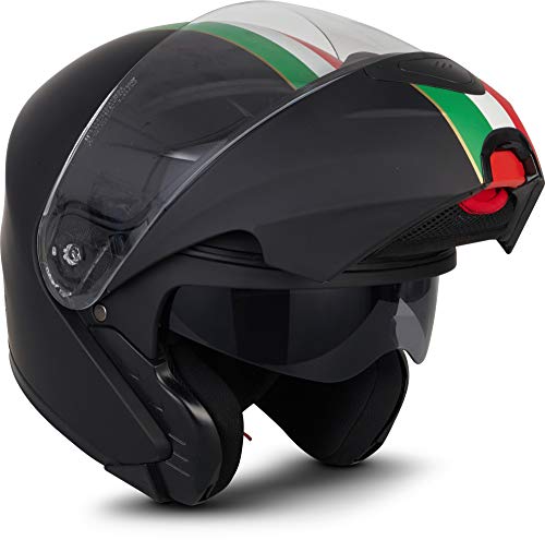 MOTO Helmets® F19 „Venice Black“ · Motorrad-Helm · Klapp-Helm Modular-Helm Flip-up Integral-Helm Motorrad-Helm Roller-Helm Sport · ECE 22.05 Sonnenvisier Schnellverschluss Tasche L (59-60cm)