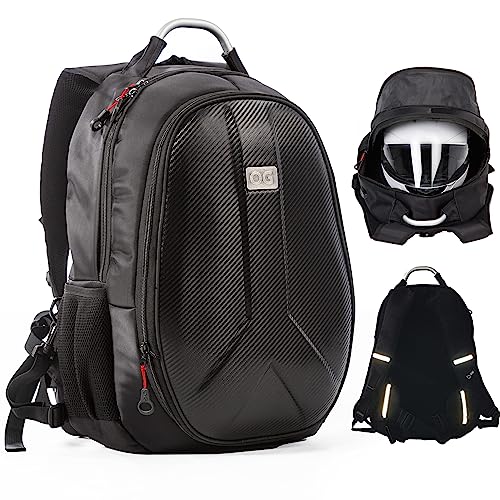 OG Original GetAway Motorrad Rucksack Wasserdicht, Herren, Hartschale, Grosse Kapazität, Erweiterbar 35L/45L, Motorradhelm Tasche, Helmtrageriemen, Anti-Diebstahl, Reflektierend, Laptop