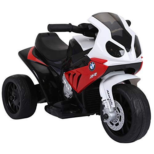 HOMCOM Elektro Kindermotorrad Kinderfahrzeug Elektro-Dreirad mit Akku Rot PP + Stahl 66 x 37 x 44 cm