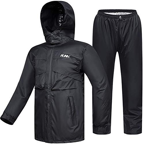 ILM Motorrad Regenkombi Herren Wasserdicht-Regenjacke Verschleißfest, 6 Taschen, 2-teiliges Set mit Jacke und Hose