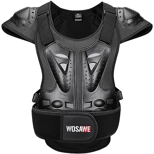 WOSAWE Motorrad Schutz Jacke für Erwachsene, Brustpanzer Racing Guard Rückenprotektoren Schutzausrüstung für Riding Skating Roller Skifahren Snowboard (15 Schwarz, M)