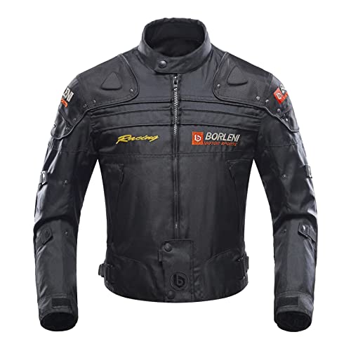 BORLENI Motorradjacke Herren Motorrad Jacke Winddicht mit Protektoren Protektoren Jacke Roller Biker Touren Damen Schwarz L