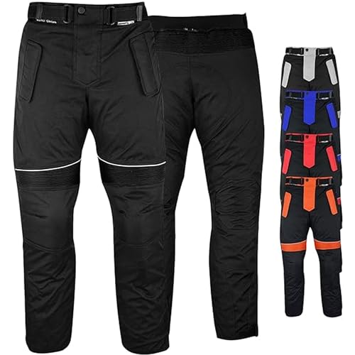 German Wear Herren Motorradhose mit Protektoren Textil Motorrad Hose Kombihose herausnehmbar washbar Futter wasserabweisend Schwarz - 52