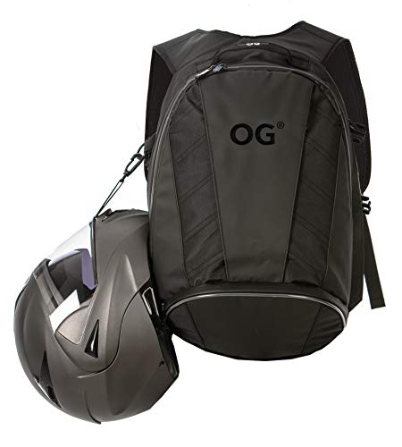 OG Original EZ-RiderPRO Motorrad Rucksack Schwarz Erweiterbar 28-35L, Motorradhelm-Tasche, Helm-Trageriemen, Wasserdicht, Laptop-Fach, Reflektierend, Schwarz Logo