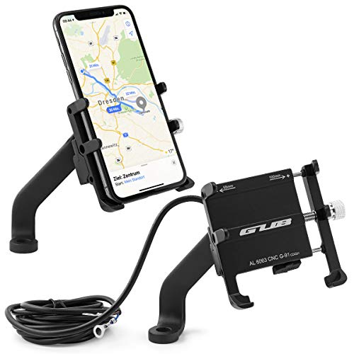 MidGard GUB Universal Fahrrad/Motorrad Rückspiegel Halterung für Handy, Smartphone, Navi usw. mit USB-Anschluss