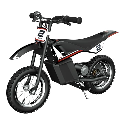 Razor MX125 Dirt Rocket Elektro-Dirtbike mit authentischer Motocross-Dirtbike-Geometrie, Hinterradantrieb, 100-Watt-Motor mit hohem Drehmoment und Kettenantrieb, für Kinder ab 7 Jahren