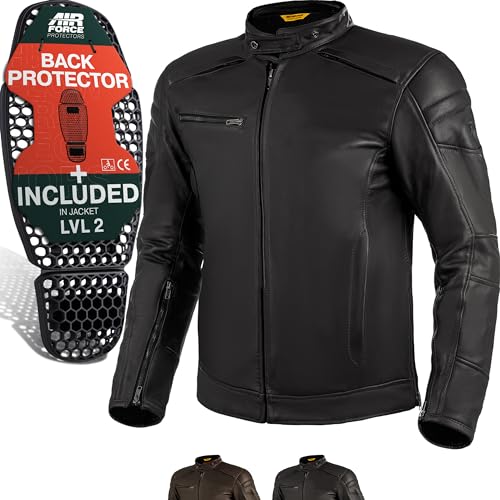 SHIMA BLAKE Motorrad Jacke Herren mit Protektoren AIRFORCE Rückenprotektor Leder Motorradjacke Sommer Schutzjacken Lederjacke Protektorenjacke Sommerjacke (Männer, Schwarz, L)