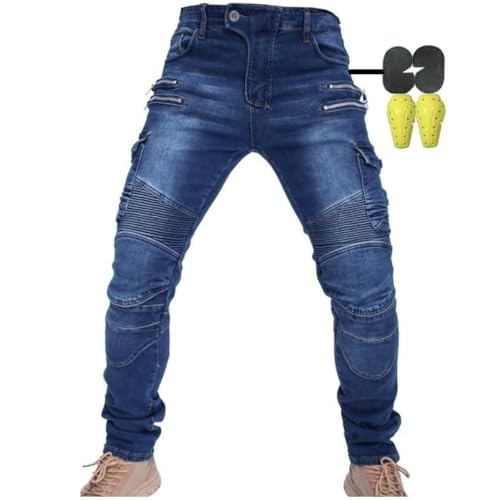 CBBI-WCCI Hombre Motocicleta Pantalones Moto Jeans Con Protección Motorcycle Biker Pants (XL=34W / 32L, Blau)