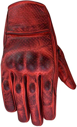 BOSMOTO Sportlich Motorrad Lederhandschuhen, Chopper Leder Handschuhe - ROT (XL)