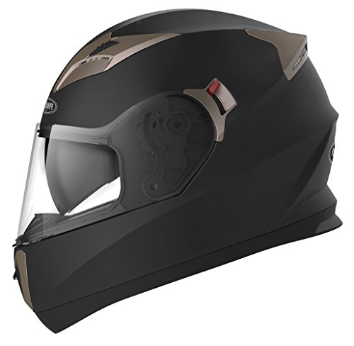 Motorradhelm Integralhelm Rollerhelm Fullface Helm - YEMA YM-829 Sturzhelm ECE mit Doppelvisier Sonnenblende für Damen Herren Erwachsene-Schwarz Matt-L