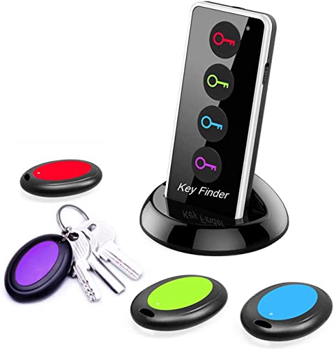 Schlüsselfinder Key Finder, Reyke Remote Finder Drahtloser RF-Gegenstandsfinder mit LED-Taschenlampe für Schlüssel, Brieftasche, Telefon und Haustier-Tracker (RF-Sender, 4 Empfänger)