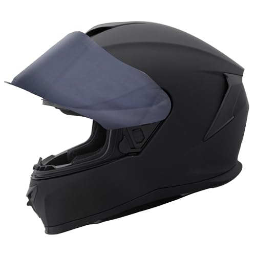 Zorax Falcon Mattschwarz XXL (63–64 cm) Integral-Motorradhelm, ECE 22.06 zugelassen + Zusätzliches Dunkles Rauch Visier