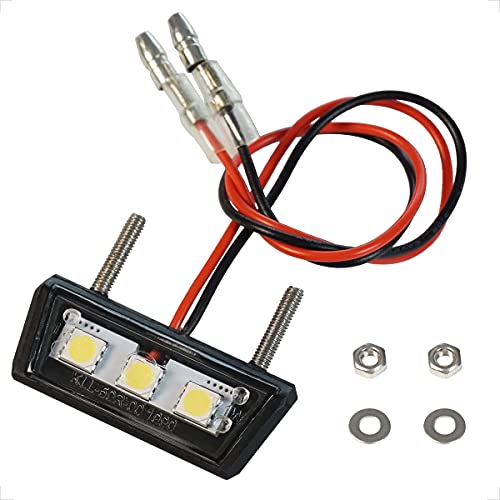 evermotor Universal Mini 12V 1W E4 LED Kennzeichenleuchte, Kennzeichenbeleuchtung E-geprüft Motorrad Auto Kfz Quad ATV schwarz Wasserfest IP67