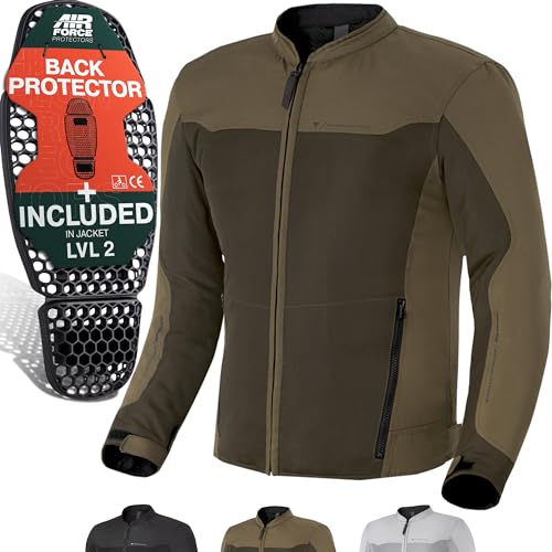 SHIMA OPENAIR Motorradjacke Herren - Leichte, Atmungsaktive Sommer Mesh Motorcycle Stadt Textiljacke Männer mit CE Schulter Ellbogen und Rückenprotektoren, Breitenverstellung (Braun, XL)