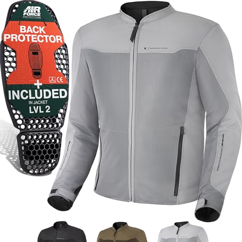 SHIMA OPENAIR Motorradjacke Herren - Leichte, Atmungsaktive Sommer Mesh Motorcycle Stadt Textiljacke Männer mit CE Schulter Ellbogen und Rückenprotektoren, Breitenverstellung (Grau, L)