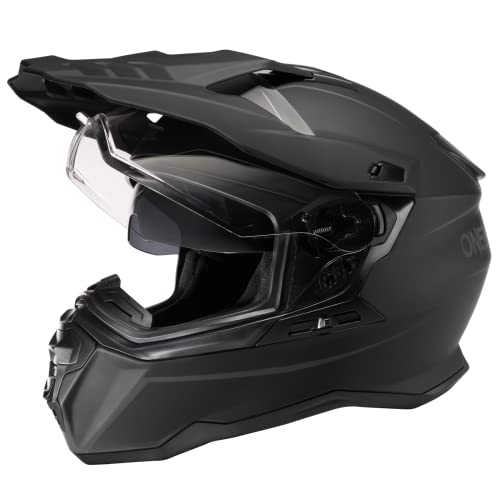 O'NEAL | Motorradhelm | Enduro Touring Adventure Street | Guter Fit, Pinlock und Bluetooth fähig, integrierte Sonnenblende | D-SRS Helmet Solid V.22 | Erwachsene | Schwarz | Größe M