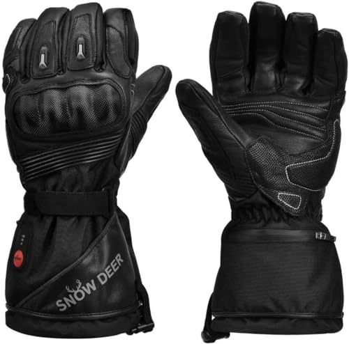 SNOW DEER Beheizte Handschuhe,Motorrad Handschuhe,Wiederaufladbarem Lithium Akku Skifahren Fausthandschuhe für Herren Damen,Skifahren Jagen Reiten Radfahren Camping (schwarz, S)