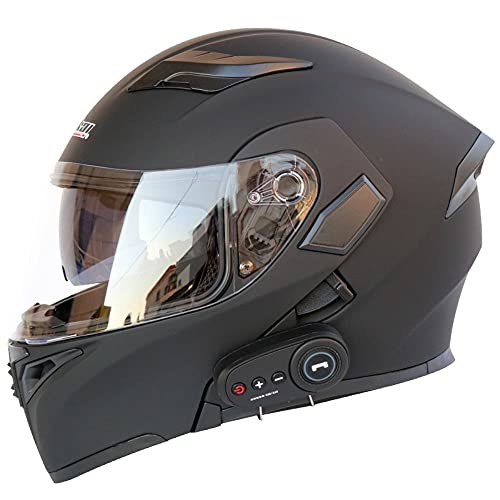 Motorradhelm Klapphelm Mit Bluetooth - Klapphelm Motorrad Herren - RollerHelm Bluetooth-Helm Mit Doppelvisier, ECE Genehmigt Motorradhelm Für Damen Und Herren M~XXL