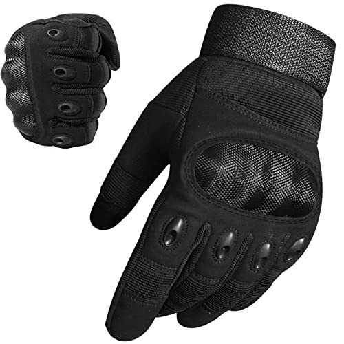 WESTWOOD FOX WFX Motorradhandschuhe für Damen und Herren, mit hartem Knöchel, Vollfinger-Touchscreen, Motorradhandschuhe zum Fahrradfahren, Schwar (Black, L)