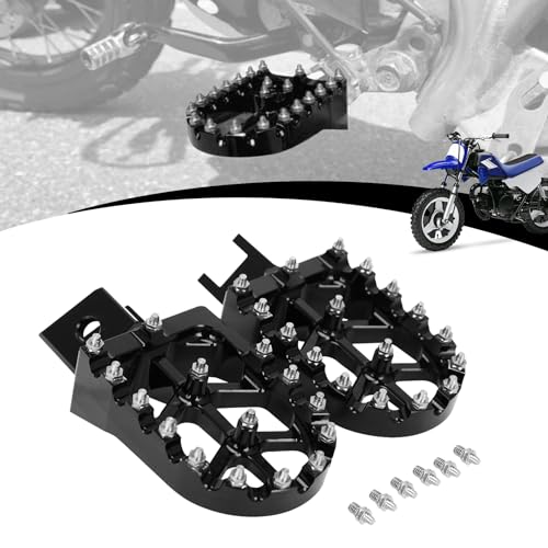 JFG RACING Dirt Bike Fußrasten,CNC Fußrasten Vorne Fußrasten Rest Pedal für PW50 1981-2024 PW80 1983-2006 Y-Zinger 1985-2001-Schwarz