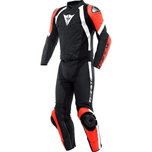 Dainese Avro 4 2-Teiler Motorrad Lederkombi (Black/Red/White,52)