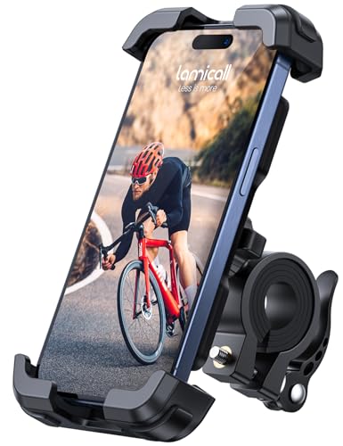 Lamicall Handyhalterung Fahrrad, Handyhalter Motorrad - 2024 Universal 360° Fahrrad Halter für iPhone 15 14 Pro Max Plus, SE, 13 12 Pro Max Mini, 11, Xs Max, XR, X, 8, 7, Samsung S10 S9, Smartphone