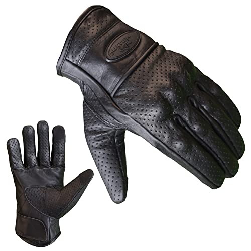 PROANTI Motorradhandschuhe Leder Sommer Motorrad Handschuhe Touchscreen Funktion (M)