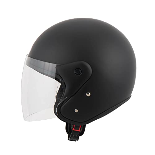 MTR DX2 Jethelm mit Visier, ECE Zertifiziert - Maximale Sicherheit, Ideal als Mopedhelm, Rollerhelm & Vespahelm, Robuster & Komfortabler Motorradhelm, Jethelm Schwarz in XL