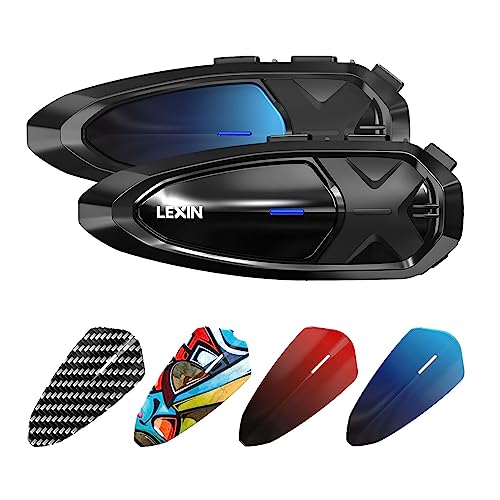 LEXIN GTX Motorrad Intercom, Helm Bluetooth 5.0 Headset mit Audio Multitasking, Motorradhelm Kommunikationssystem für 1 bis 10 Motorräder in 2000 Metern Reichweite