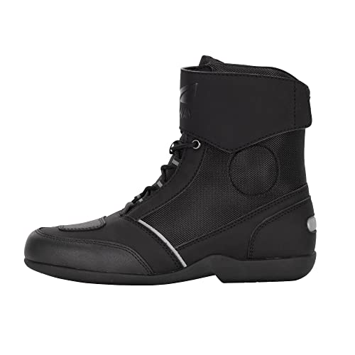 FAST WAY Touring 201 Motorradstiefel Herren, Schalthebelverstärkung, Knöchelschutz, Robuste Motorradschuhe, Schnürsenkel mit Klett-Abdeckung, Größe 45