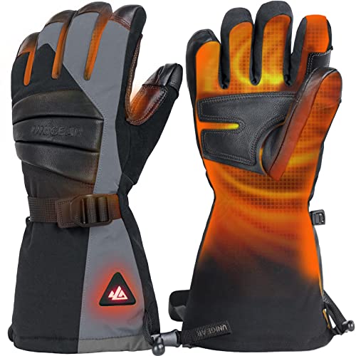 Unigear beheizbare Handschuhe mit Schnellladen für Damen und Herren, beheizte wärmende Winter Handschuhe mit Heizung, 3 Wärmestufen, wasserdicht Touchscreen für Skifahren, Raynauds und Outdoor Arbeit