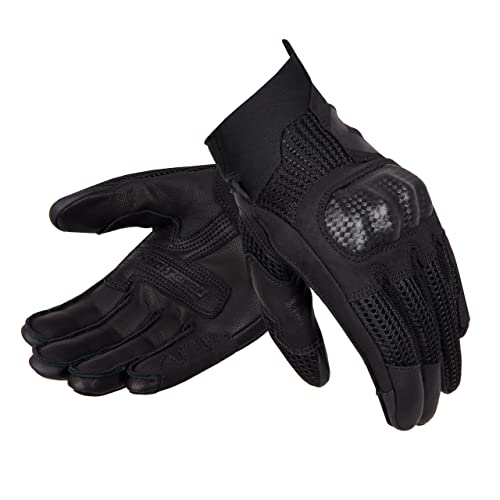 REBELHORN Gap III Lady Motorradhandschuhe Damen | Ziegenleder | Knöchel Protektoren | Belüftung mit 3D-Polyester-Mesh-Einsätzen