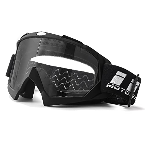 IIQBOVEN Motorradbrille,Motocrossbrille,Dirt Bike Brille,ATV Brille,Off Road Brille,Fahrradbrille,MX Brille für Männer Frauen Jugend Fit über Brille UV400 Winddichte mtb brille(Mattschwarz)