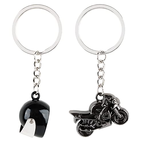 BETESSIN 2Stk. Schlüsselanhänger Motorrad & Motorradhelm Auto Keychain Anhänger Deko Schlüsselbund mit O-Ring Motorradfahrer Geschenkidee DIY Autodeko Zubehör