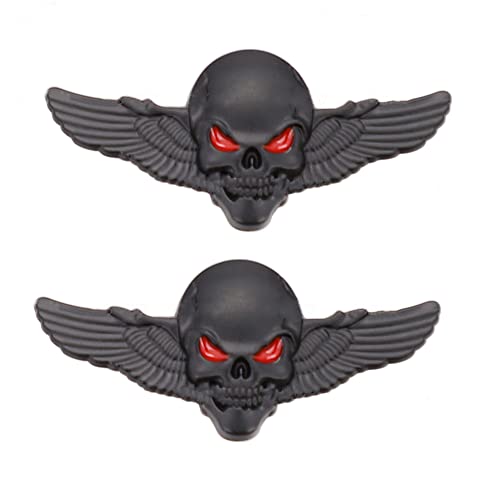 2 Stück Schädel Skull Emblem Auto Aufkleber 3D Schädel Abzeichen Auto Styling Aufkleber Zubehör für Auto Motorrad