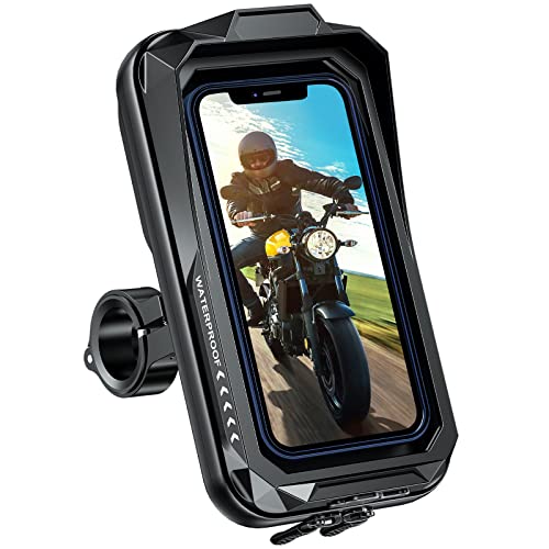 BTNEEU Handyhalterung Motorrad Wasserdicht Universal Anti-Shake Motorrad Telefonhalterung mit Touchscreen Sonnenblende 360° Drehbar Halterung Motorrad Metall für Smartphone bis zu 7,0" (Schwarz A)