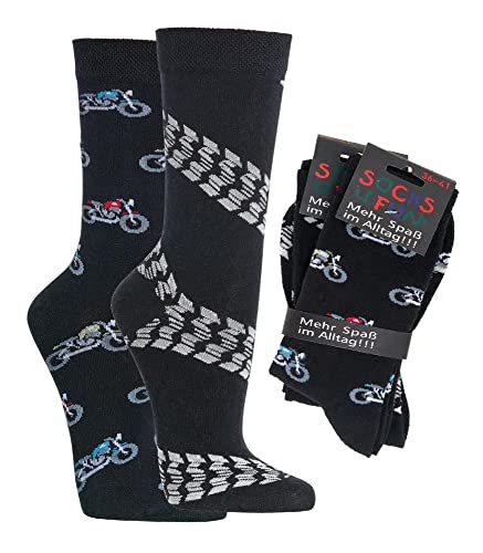 Damen Jungen Herren Spaßsocken (2 Paar) 42-47 Motorrad