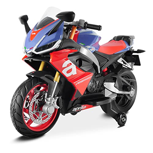 Smart BeBe Aprilia Elektro-Motorrad RS660 Kinder 12V Batterie MP3 Realistischer Sound und Lichter mit Stützräder 3-8 Jahre (Violett)